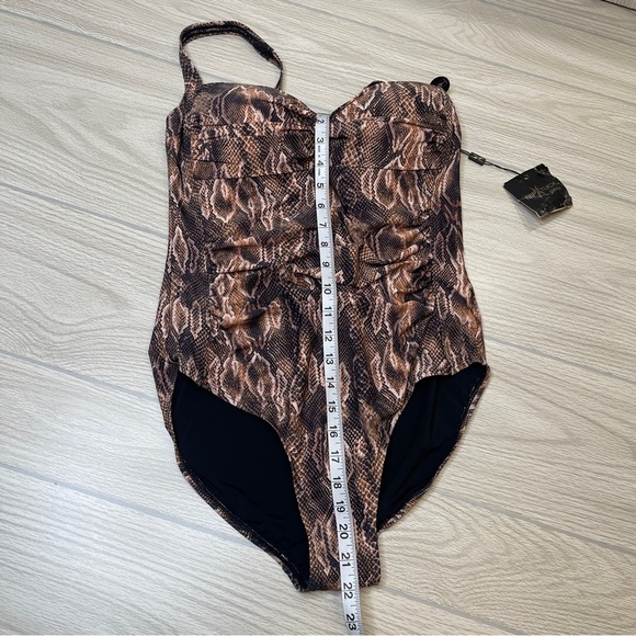 Nip Tuck Swim Joanne Rattle Me Twist Front One Piece Brown Swimsuit Size US 10 - Picture 16 of 16